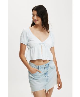 Cotton On Women - Mila Tie Front Short Sleeve Top - Sea mist