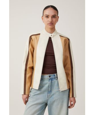 Cotton On Women - Nova Faux Leather Moto Jacket - Neutral splice