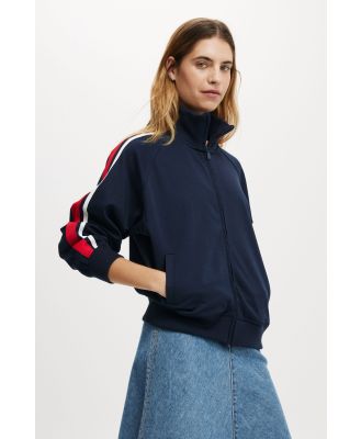 Cotton On Women - Oversized Retro Zip Through - Winter night / scarlet red