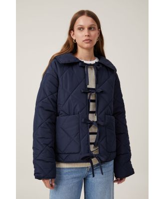 Cotton On Women - Quilted Tie Up Jacket - Navy