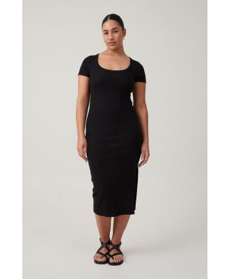 Cotton On Women - Rib Short Sleeve Midi Dress - Black