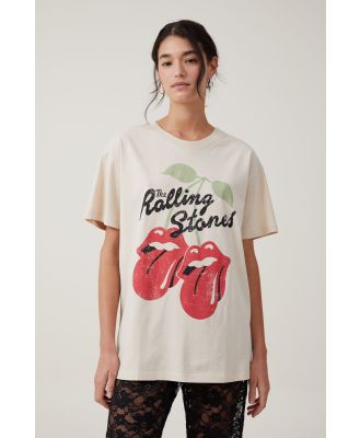 Cotton On Women - Rolling Stones Oversized Graphic Tee - Lcn bra rolling stones cherries/ stone