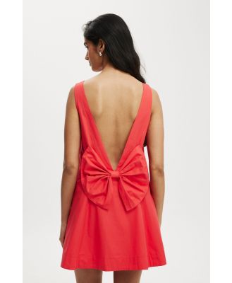 Cotton On Women - Rsvp Bow Low Back Mini Dress - Summer red