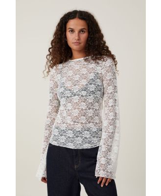 Cotton On Women - Shae Spliced Lace Long Sleeve Top - Cream
