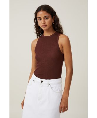 Cotton On Women - Sheer Knit Tank - Bottle brown