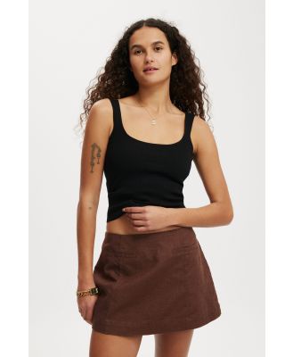 Cotton On Women - Sienna Linen Cotton Mini Skirt - Chocolate