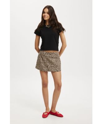 Cotton On Women - Sienna Linen Cotton Mini Skirt - Leopard