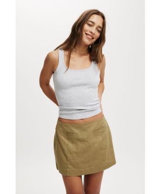 Cotton On Women - Sienna Linen Cotton Mini Skirt - Olive