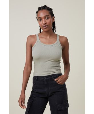 Cotton On Women - Staple Rib Scoop Neck Tank - Desert sage