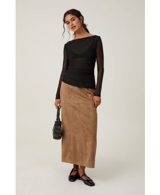 Cotton On Women - Suede Maxi Skirt - Tan
