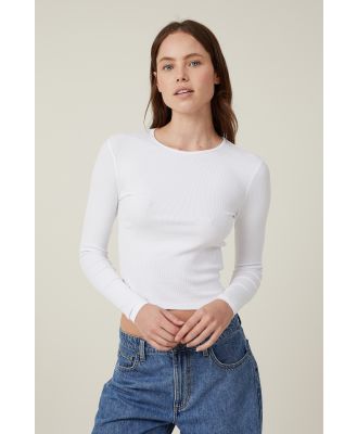 Cotton On Women - The One Organic Rib Crew Long Sleeve Top - White
