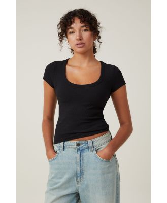 Cotton On Women - Tyla Scoop Neck Short Sleeve Top - Black