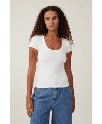 Cotton On Women - Tyla Scoop Neck Short Sleeve Top - Off white