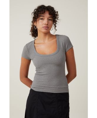 Cotton On Women - Tyla Scoop Neck Short Sleeve Top - Titanium