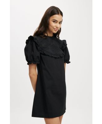 Cotton On Women - Zoe Cutwork Ruffle Mini Dress - Black