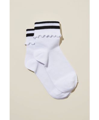 Body - Active Folded Frill Sock - White/ black