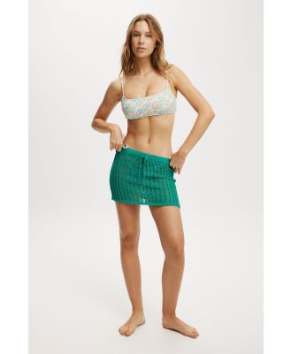 Body - Beach Ladder Knit Mini Skirt - Deep green