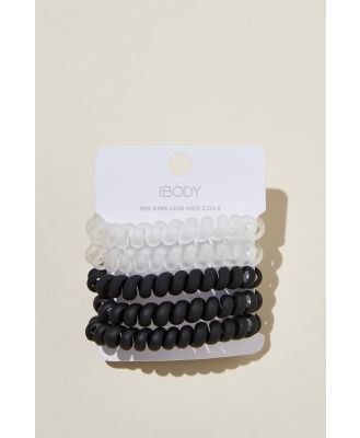 Body - Coil Hair Ties 5Pk - Black/clear