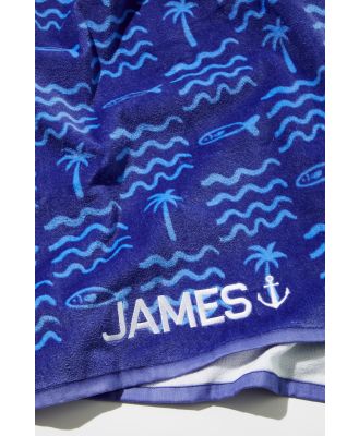 Body - Cotton Beach Towel Personalised - Seaside palm blues