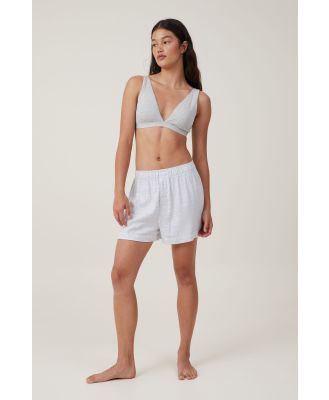 Body - Flannel Boyfriend Boxer Short - Panna cotta/blue check