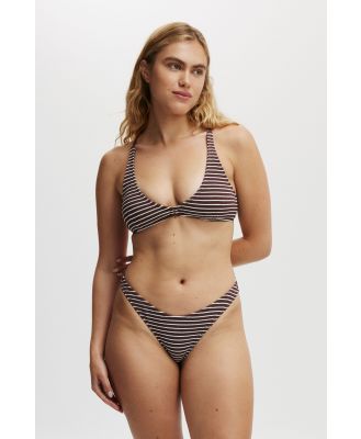 Body - High Apex Bikini Top - Willow brown crinkle stripe