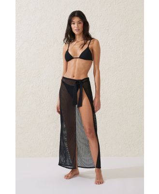 Body - Open Mesh Beach Sarong Wrap Skirt - Black