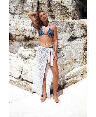 Body - Open Mesh Beach Sarong Wrap Skirt - White/crochet