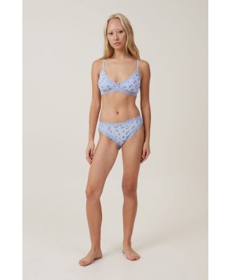 Body - Organic Cotton Lace G String Brief - Lexi strawberry blue pointelle