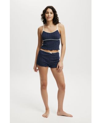 Body - Pointelle Picot Sleep Short - Polka dot navy