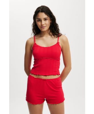 Body - Pointelle Picot Sleep Top - Lobster red