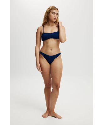 Body - Refined High Side Brazilian Bikini Bottom - Deep blue metallic crinkle