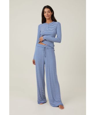 Body - Sleep Recovery Wide Leg Pant - Blue/ white stripe