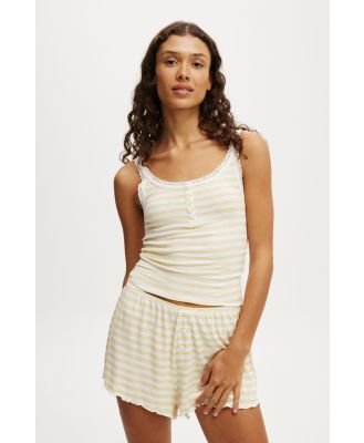 Body - Sleepy Rib Henley Tank - Yellow lucy stripe