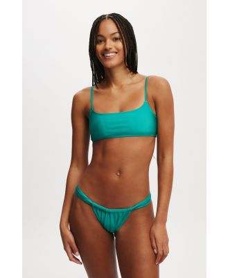 Body - Straight Neck Crop Bikini Top - Deep green shimmer