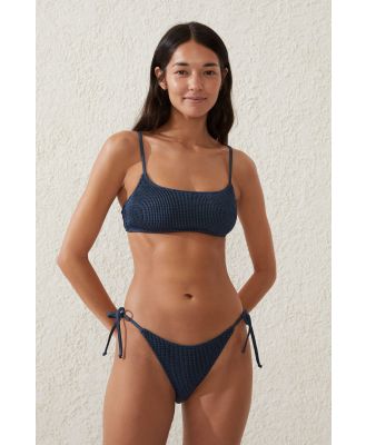 Body - Straight Neck Crop Bikini Top - Tidal navy/black crinkle