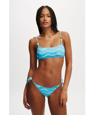 Body - Straight Neck Crop Bikini Top - Watercolour blues