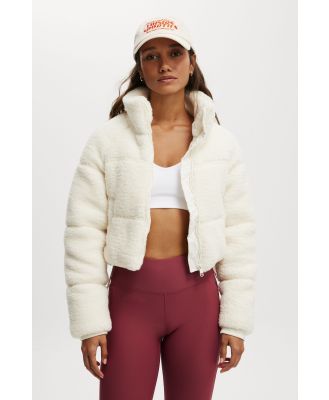Body - The Mother Puffer Cropped Sherpa Jacket - Coconut milk
