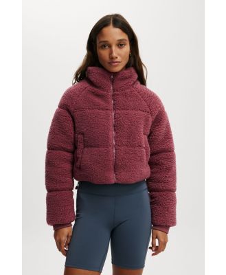 Body - The Mother Puffer Cropped Sherpa Jacket - Dry rose