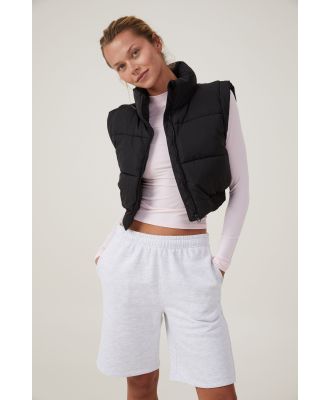 Body - The Mother Puffer Panelled Crop Vest - Black