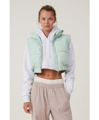 Body - The Mother Puffer Panelled Crop Vest - Oasis green