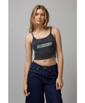 Factorie - 90S Graphic Crop Tank - Washed black/nyc