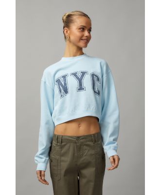 Factorie - Boxy Crop Crew - Washed powder blue/nyc