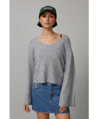 Factorie - Charlie V Neck Knit Jumper - Grey marle