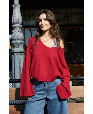 Factorie - Charlie V Neck Knit Jumper - Scooter