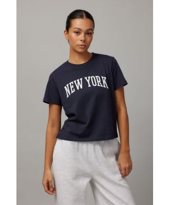 Factorie - Cotton Graphic Tee - Navy blazer / new york