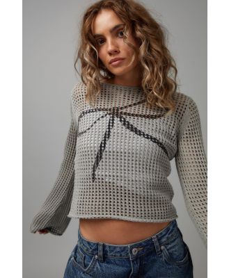 Factorie - Crochet Jumper - Steel grey/bow