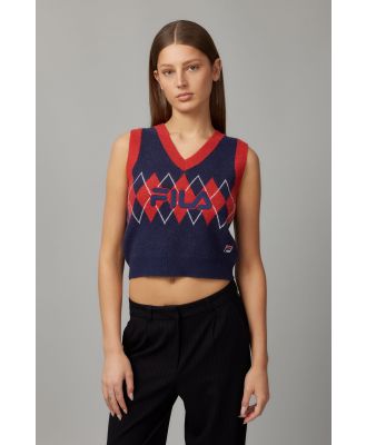 Factorie - Fila Lcn Argyle Knit Vest - Navy blazer/fila sport