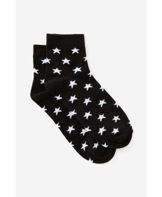 Factorie - Girls Everyday Quarter Sock - Black white stars