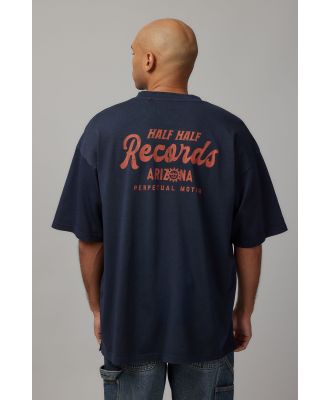 Factorie - Heavy Weight Box Fit Graphic Tshirt - Hh washed navy/half half records