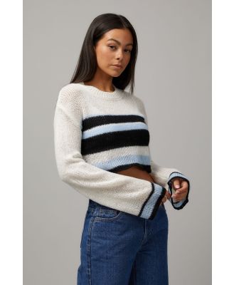 Factorie - Kelsey Knitted Crop Stripe Jumper - Blue stripe multi